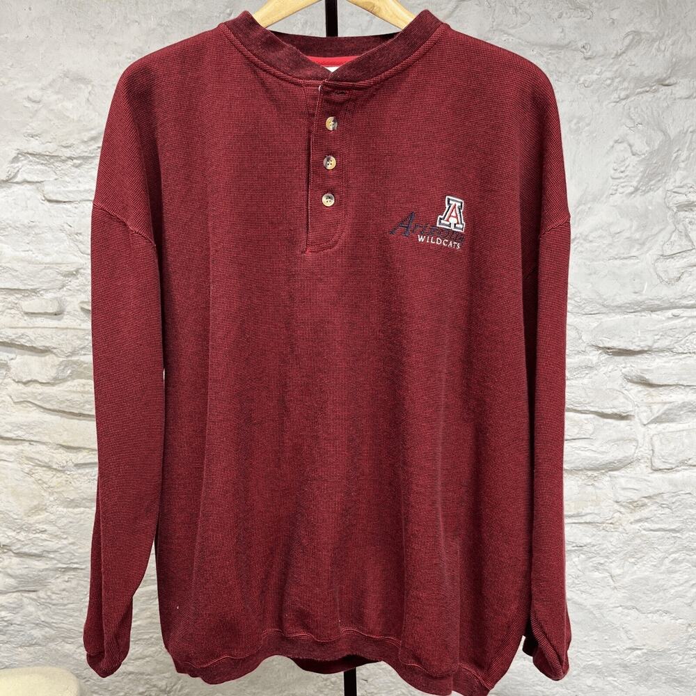 Cadre Athletic Embroidered Arizona Wildcats Heavy Henley Sweatshirt Vtg 90s y2k